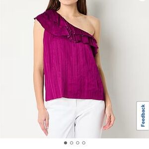 Worthington Womens Sleeveless Satin Blouse